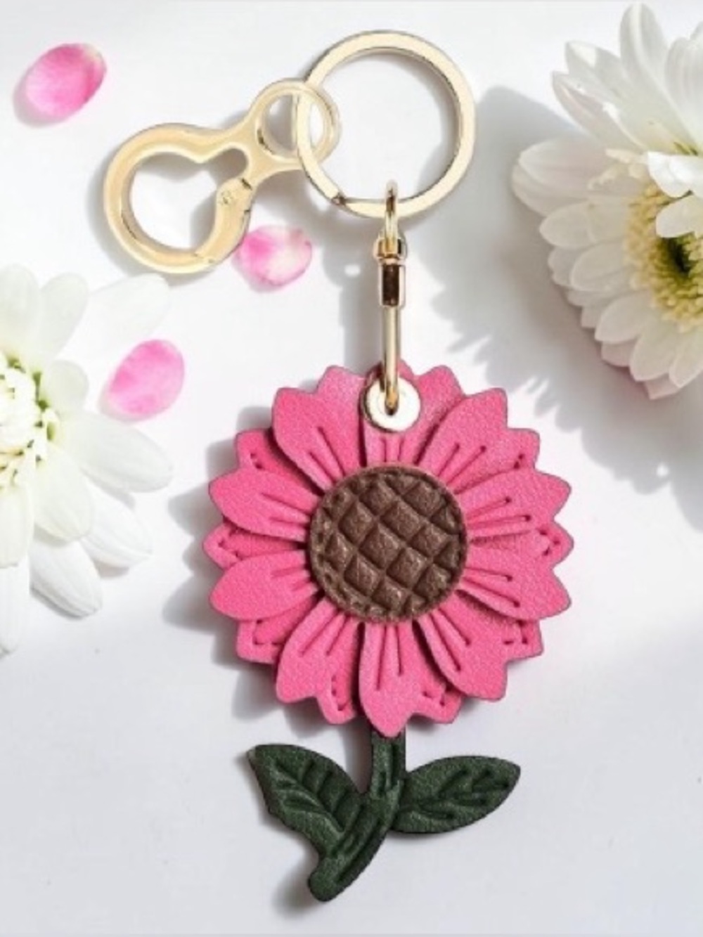 Daisy, leather keychain bag, charm AirTag holder tracker for pets children!